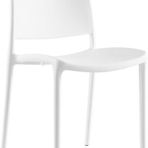Contemporary Molded Plastic Stacking Dining Chair White