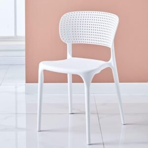 Simple Indoor Outdoor Plastic Dining Armchair White