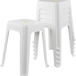 White Stackable Nesting Plastic Stool 6-Pack