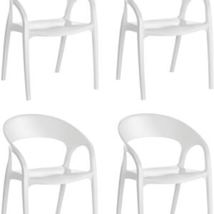Clear Glass Dining Arm Chair White 4-Pack