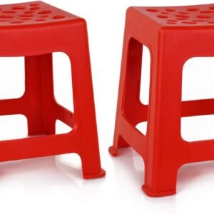 Light-Duty Plastic Stool 12.5-Inch Red 2-Pack