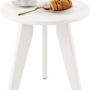 White Round HDPE Weather-Resistant Outdoor End Table