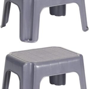 Durable Plastic Small Step Stool 200-lb Grey 2-Pack