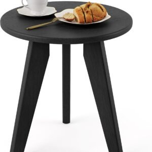 Black Small Round Outdoor Side Table