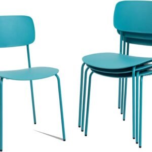Armless Stacking Chair Blue 4-Pack