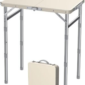 Waterproof Folding Camping Table 3-Height Adjustable White