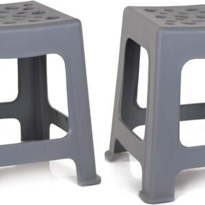 Light-Duty Plastic Stool 12.5-Inch Grey 2-Pack