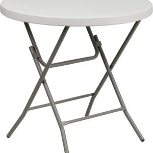 Plastic Round Folding Table Granite White