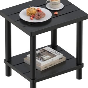 2-Tier Bamboo Small Patio Side Table