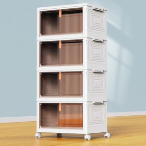4-Tier Plastic Storage Bin with Lid Stackable