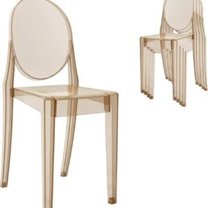 Stackable Acrylic Ghost Event Chair 4-Pack Amber