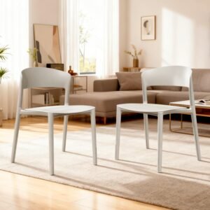 Modern Plastic Dining Chair Quick Assembly Indoor Outdoor White 3-Pack