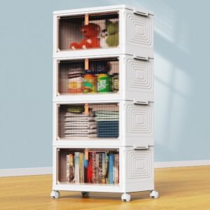 4-Tier Plastic Storage Bin with Lid Stackable