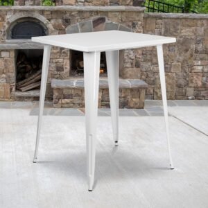 White Metal Bar Height Table